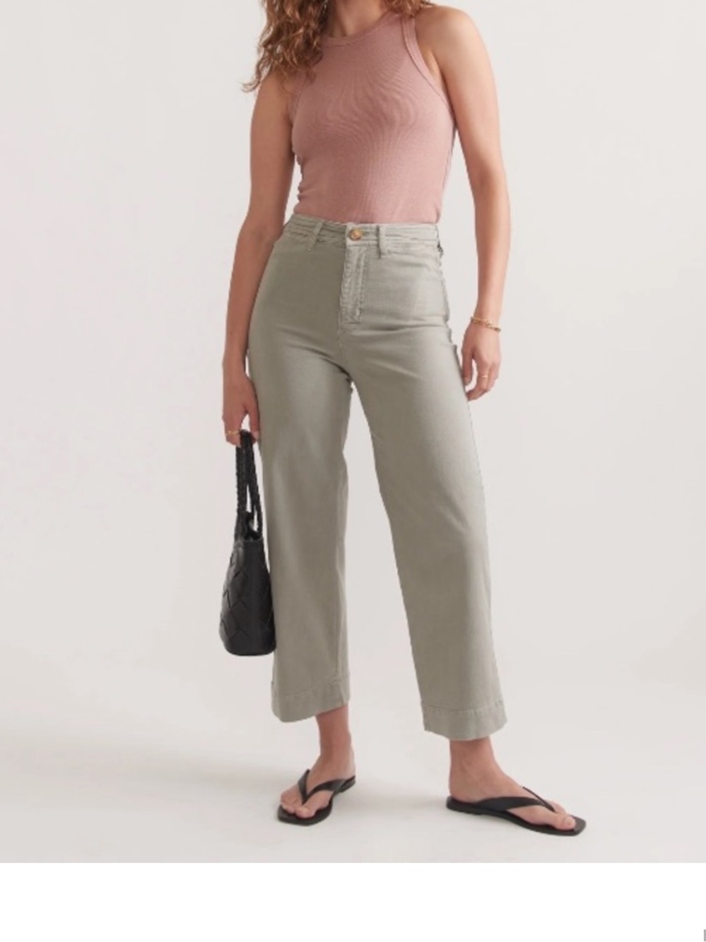 Marine Layer Bridget High-Rise Wide Leg Crop Pants in Light Gray